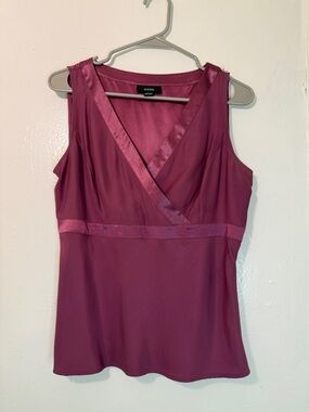 Alfani 100% Silk Sleeveless V-Neck Surplice Blouse - Plum Magenta (Size 8)